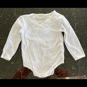 Gucci, baby blue & white onesie